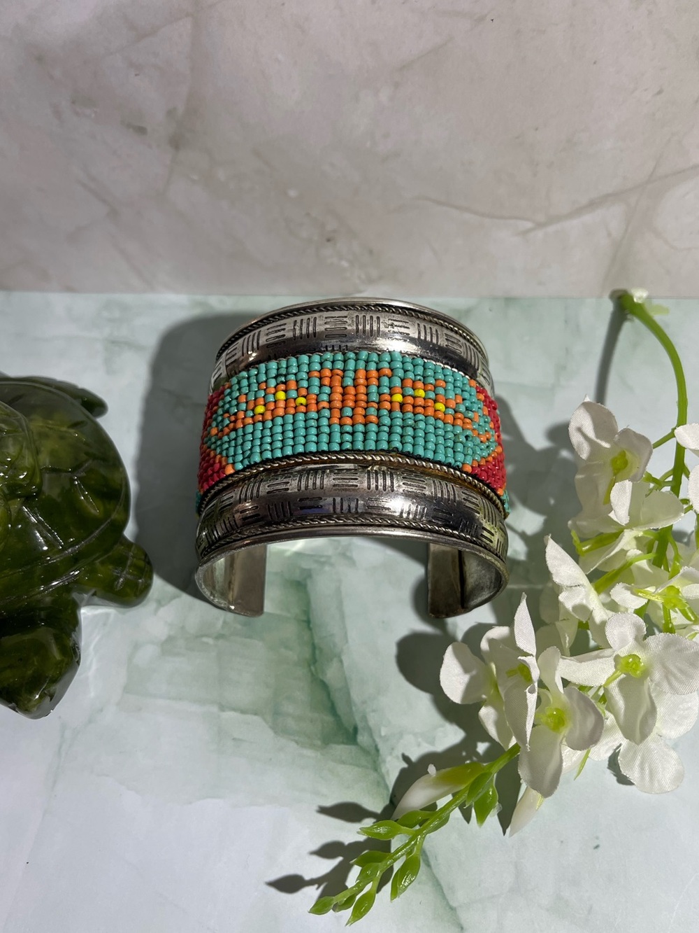 Vintage Beaded Cuff Bracelet Southwest Native Style Jewelry